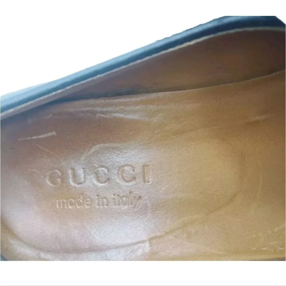 Gucci Men's Shoes Size 8.5 D Penny Loafers Black Leather Vintage